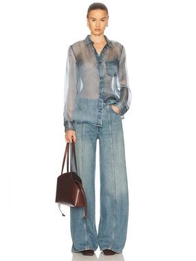 Haikure High-Rise Wide-Leg Jeans in Light Blue Denim